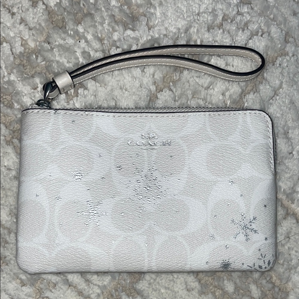 Coach White Clutch Wristlet with Signature Monogram